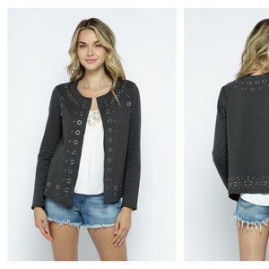 Women's Long Sleeve Jacket with Silver Eyelet Detail